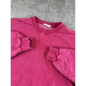 Avec Les Filles Sweater Womens (M) Pink Crop Ruffle Sleeve French Terry Pullover